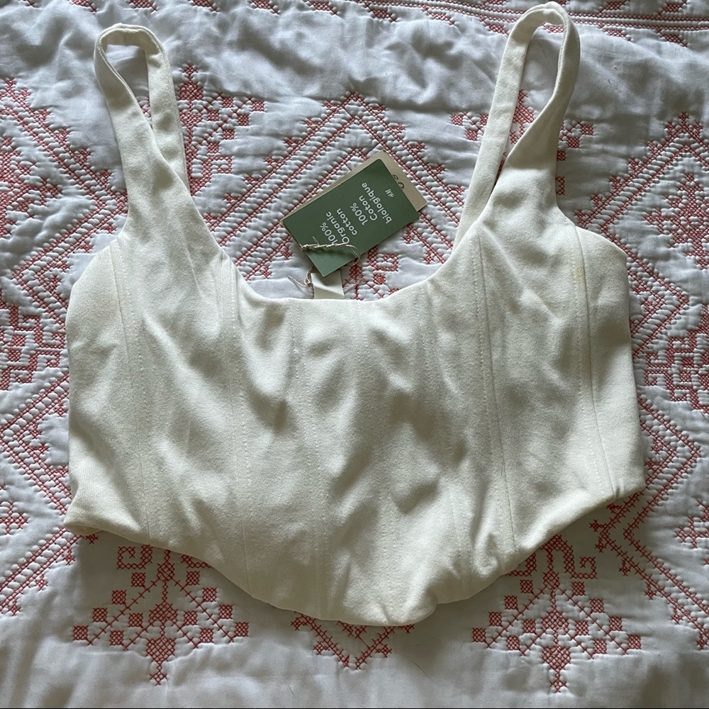 White corset crop top